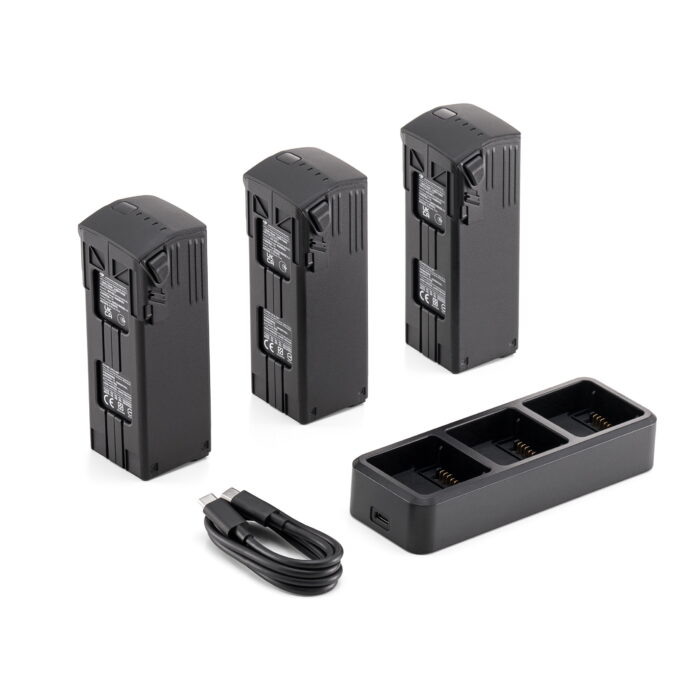 3 Batteries and a Charging Hub suitable for all mavic 3 versions from a different angle