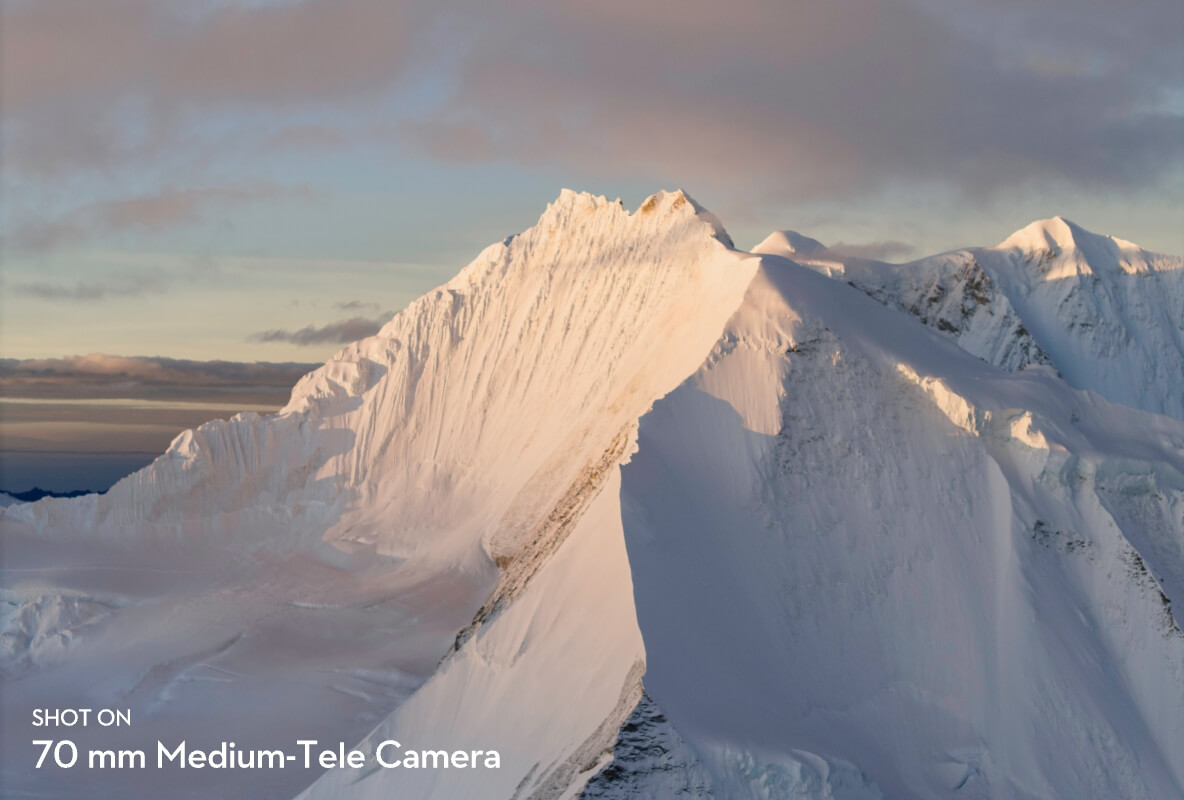 mountains covered in snow  shot on 70 mm medium tele cam