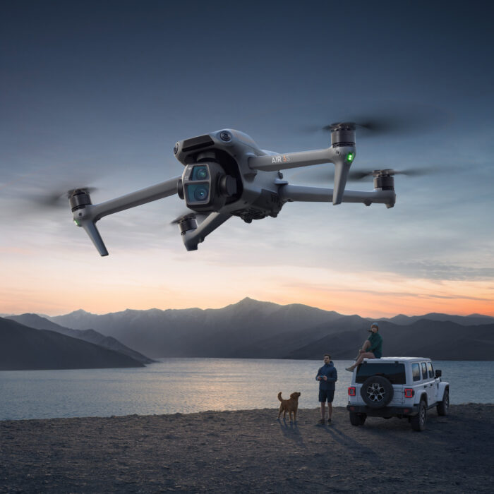 photo of the air 3s being flown over a lake